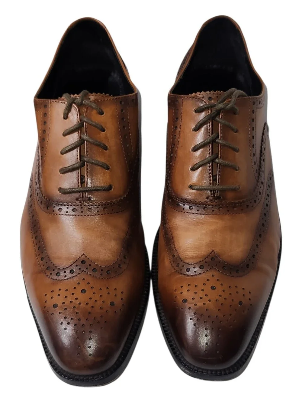 Gifennse Hand-Dyed/Sewn Leather Brogue Oxfords Size 10.5 EUC